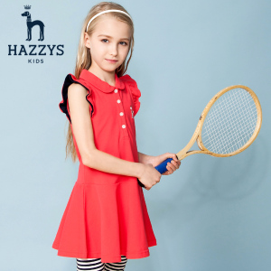Hazzys哈吉斯童装连衣裙 2017年夏季女童裙子英伦无袖裙纯棉长裙儿童连衣裙