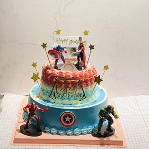 复仇者联盟美国队长儿童个性定制创意双层生日 span class=h>蛋糕 