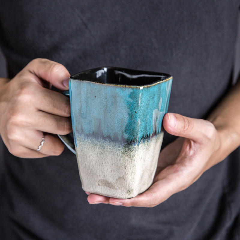 马克杯子女陶瓷创意情侣杯简约学生水杯家用喝水牛奶咖啡杯带盖勺