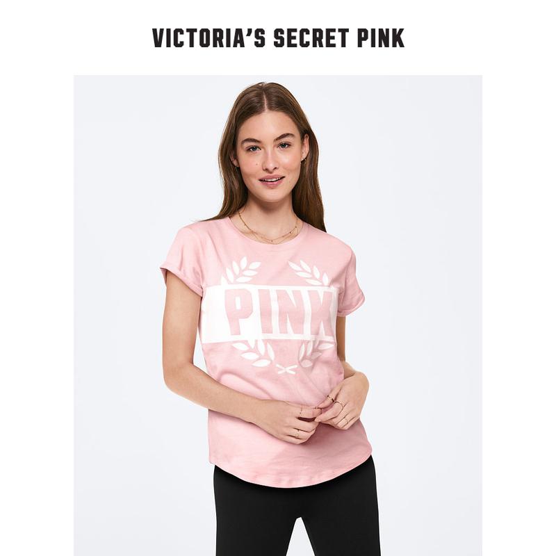 维多利亚的秘密 PINK卷边衣袖棉质短袖T恤 PFT 11139015