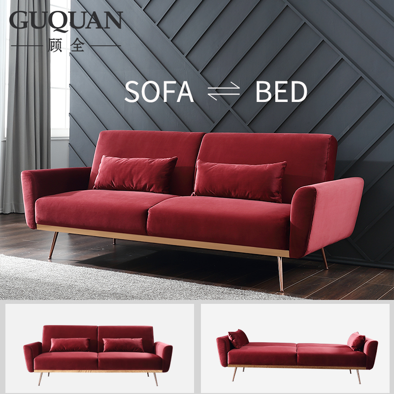 顾全北欧多功能小户型客厅沙发床简约现代可折叠双人两用布艺沙发