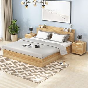 床头现代简约1.8米双人床板式图片
