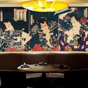 2018新款刺青武士风格壁画日式料理寿司店和风餐厅装饰画 span class=