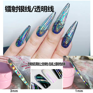 美甲工具日韩镭射金银线背胶条纹指甲贴美甲贴纸糖果纸烫金饰品指甲贴纸