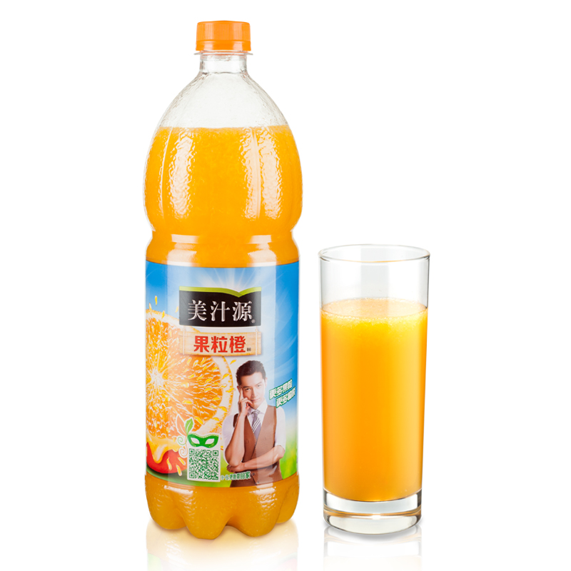 美汁源果粒橙1.25L*2大瓶装橙汁饮料真果肉橙汁可口可乐出品包邮