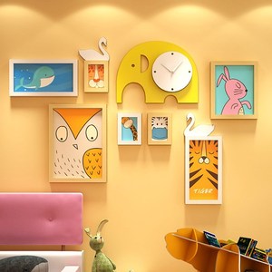 儿童房照片墙组合相框墙简约现代可爱卡通创意宝宝成长挂墙 span