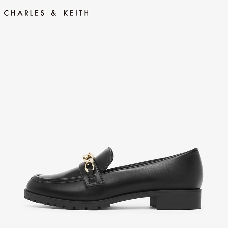 CHARLES＆KEITH乐福鞋CK1-70380679金属链条扣饰平底女士单鞋