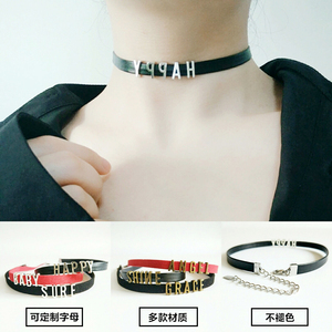 class=h>同款 /span>锁骨链英文项圈复古choker span class=h>红色 