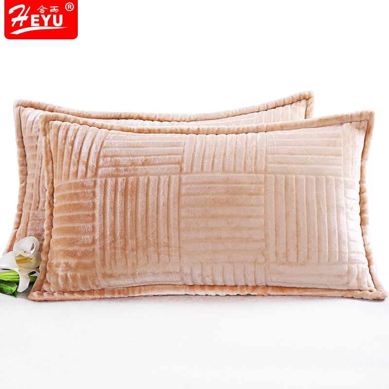 合雨珊瑚绒枕套一对装加厚保暖法兰绒枕头套法莱绒春秋双人枕头罩