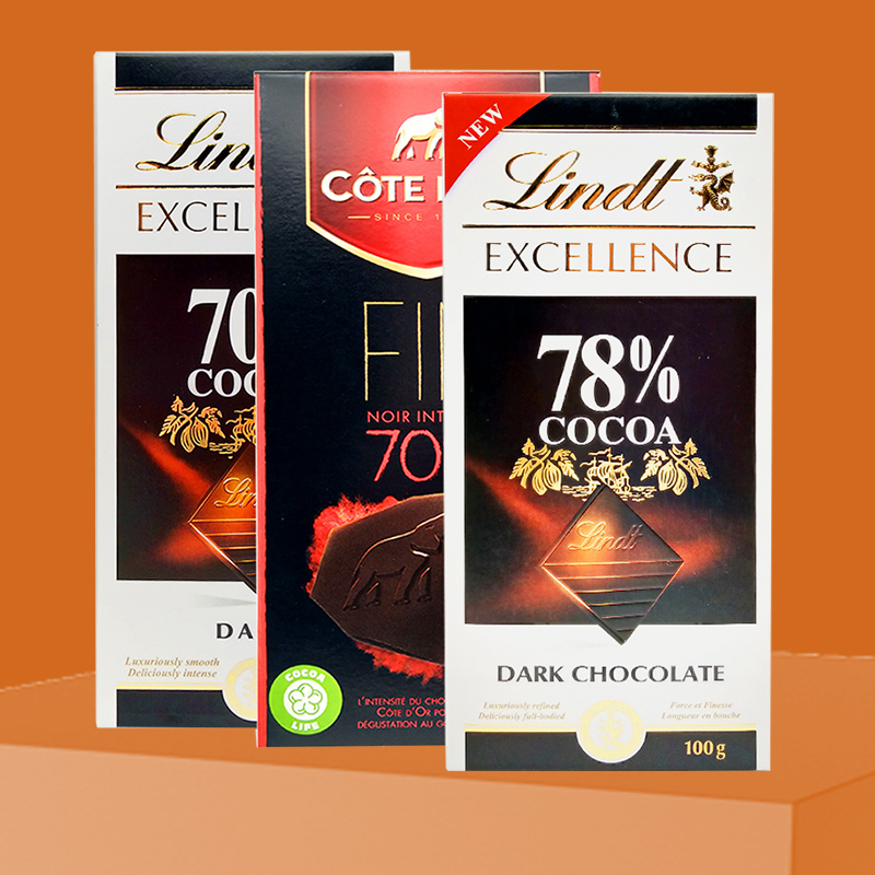 瑞士莲 克特多金象黑巧克力组合装100g*3块 70% 78%可可 进口黑巧