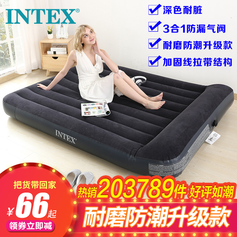 INTEX气垫床 充气床垫双人家用加大 单人折叠床垫加厚 户外便携床