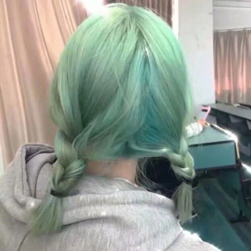 韩国可爱女生假发全头套绿色空气刘海直发款锁骨发甜美修脸假发套