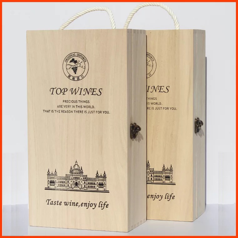 双支红酒木盒 木质实木酒盒双只包装盒 低价葡萄酒盒礼盒价格定制