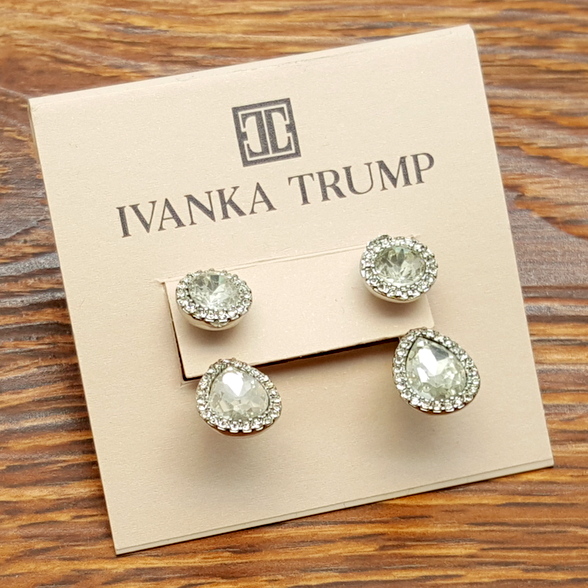 美国总统女儿IVANKA TRUMP/伊万卡特朗普点白色嵌珠点钻耳环耳饰