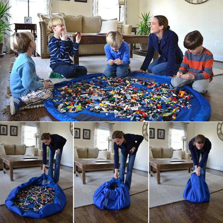 儿童玩具快速收纳袋玩具垫游戏毯积木玩具超大号整理束口袋野餐垫