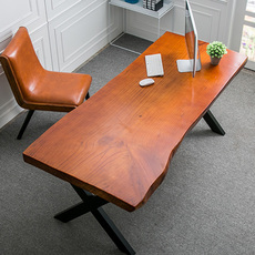 美式复古实木书桌原木写字台 家用电脑桌办公桌书桌 书房家具书台