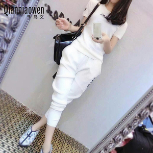 2017夏季新款韩版短袖棉质休闲运动套装女跑步运动服时尚两件套潮煤气钢瓶