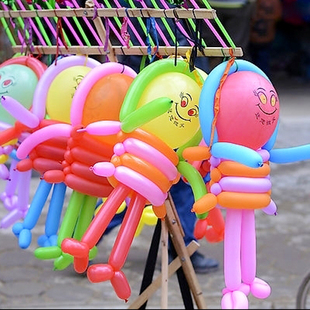 新年加厚小太子长条魔术造型气球儿童玩具笑脸气球送编制教程