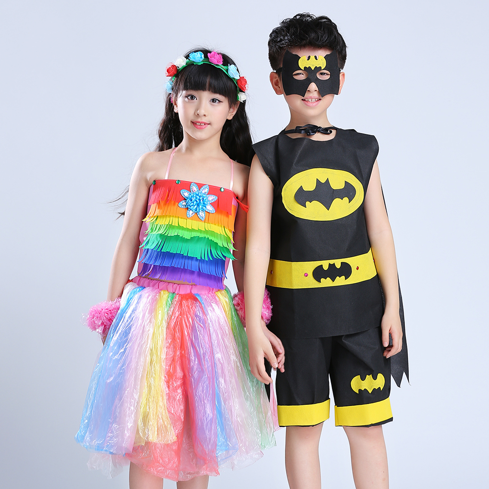 六一环保服装儿童时装秀手工制作蝙蝠侠创意幼儿园舞台走秀演出服