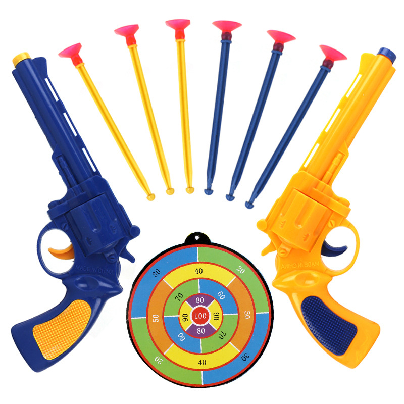 儿童竞技软弹枪带子弹可发射吸盘枪2手枪+6软弹安全飞镖男孩玩具