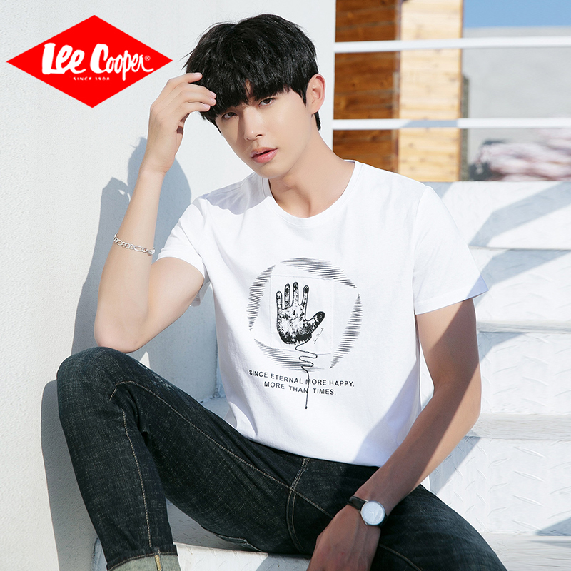 Lee Cooper短袖T恤男夏季新款韩版圆领半袖休闲透气体恤男士上衣