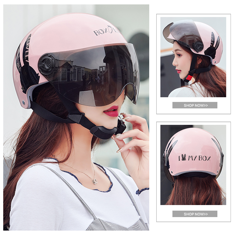 电动摩托车头盔男女可爱轻便式四季通用安全帽夏季个性防晒头盔