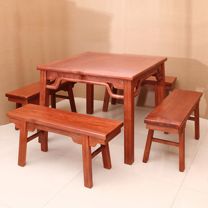 红木八仙桌明清古典中式缅甸花梨木餐桌椅独板大果紫檀实木四方桌