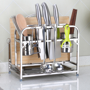 不锈钢刀架多功能厨房用品收纳放砧板菜刀架菜板刀具刀座置物架子