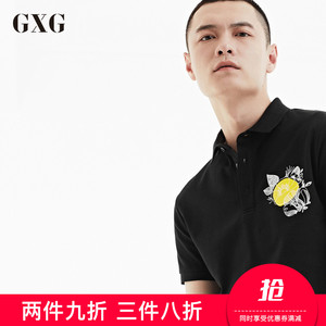 GXG男装 夏季男士黑色短袖t恤衫翻领POLO衫青年韩版修身棉T恤男男装夏青年