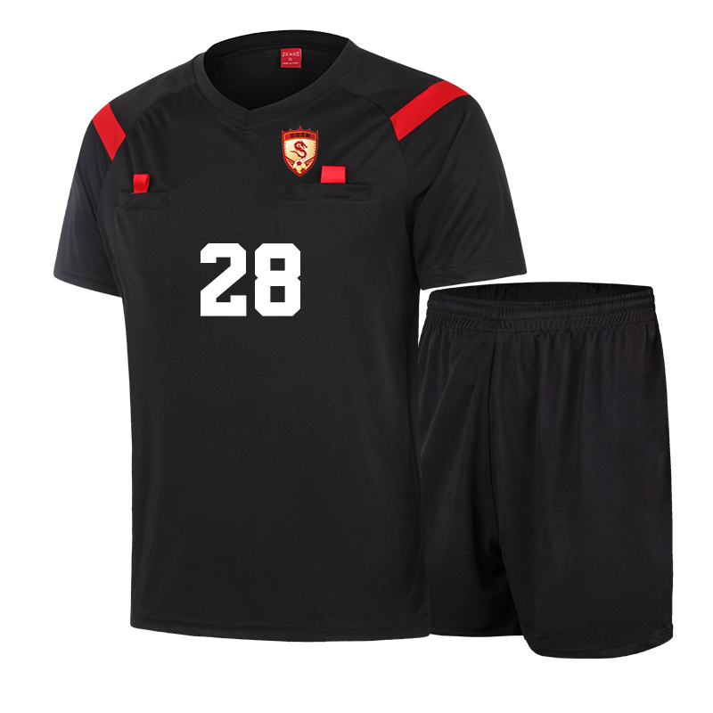足球裁判服套装男定制新款上衣比赛训练服宽松透气短袖印字裁判服