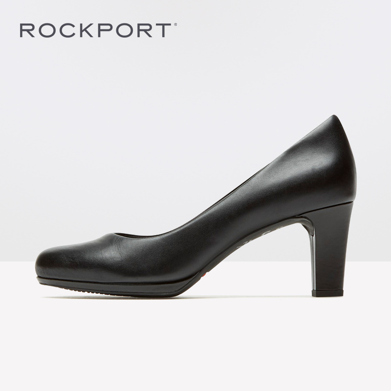 Rockport/乐步女鞋18秋季新款黑色正装羊皮尖头职业高跟鞋CH2350