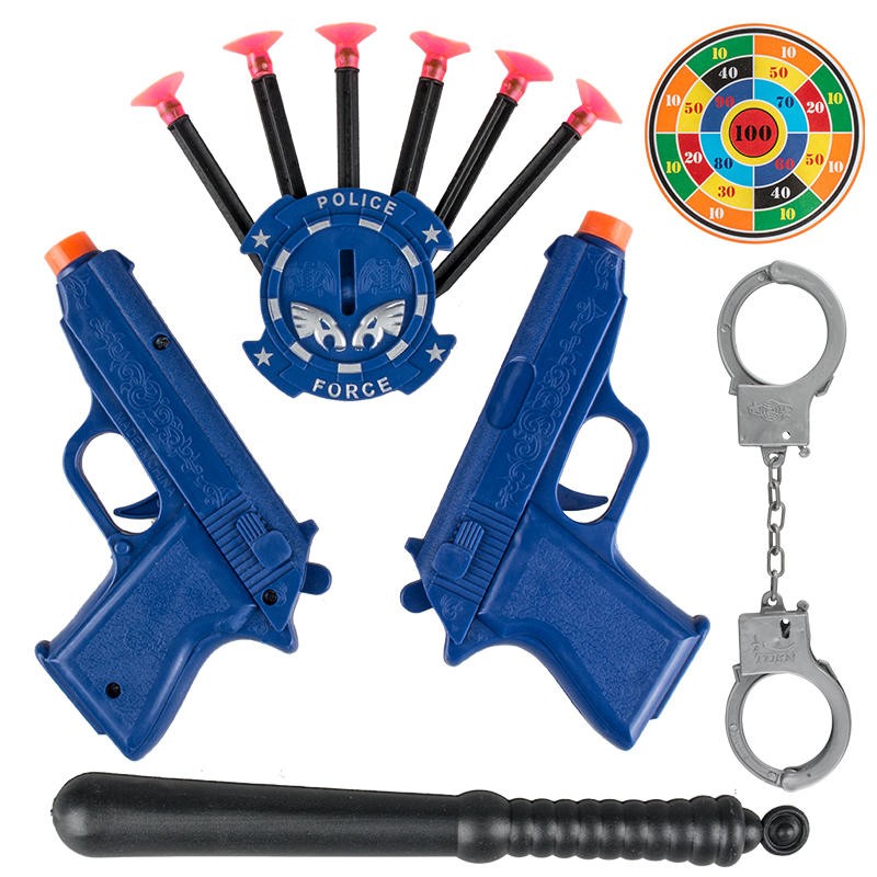 2-4岁手枪软弹枪双枪儿童玩具手动发射吸盘子弹男孩警察套装