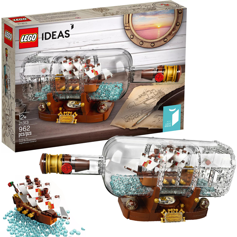 LEGO乐高积木创意系列 加勒比海盗瓶中船21313典藏玩具摆件模型