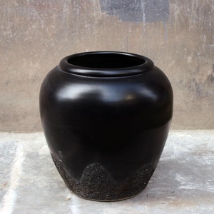 黑色复古陶瓷花瓶落地大缸景观流水 span class=h>陶罐 /span> span