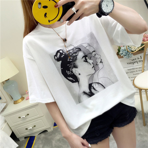 2018新款夏季韩范短袖t恤女宽松韩版学生ulzzang百搭半袖bf上衣服女装T恤