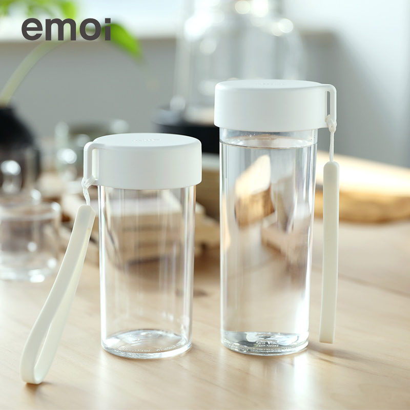 emoi基本生活塑料水杯学生杯子女水瓶清新便携运动简约可爱创意