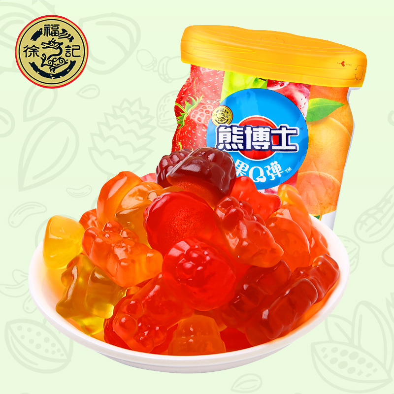 徐福记熊博士橡皮糖果汁软糖多彩儿童果味糖休闲零食QQ糖礼品糖