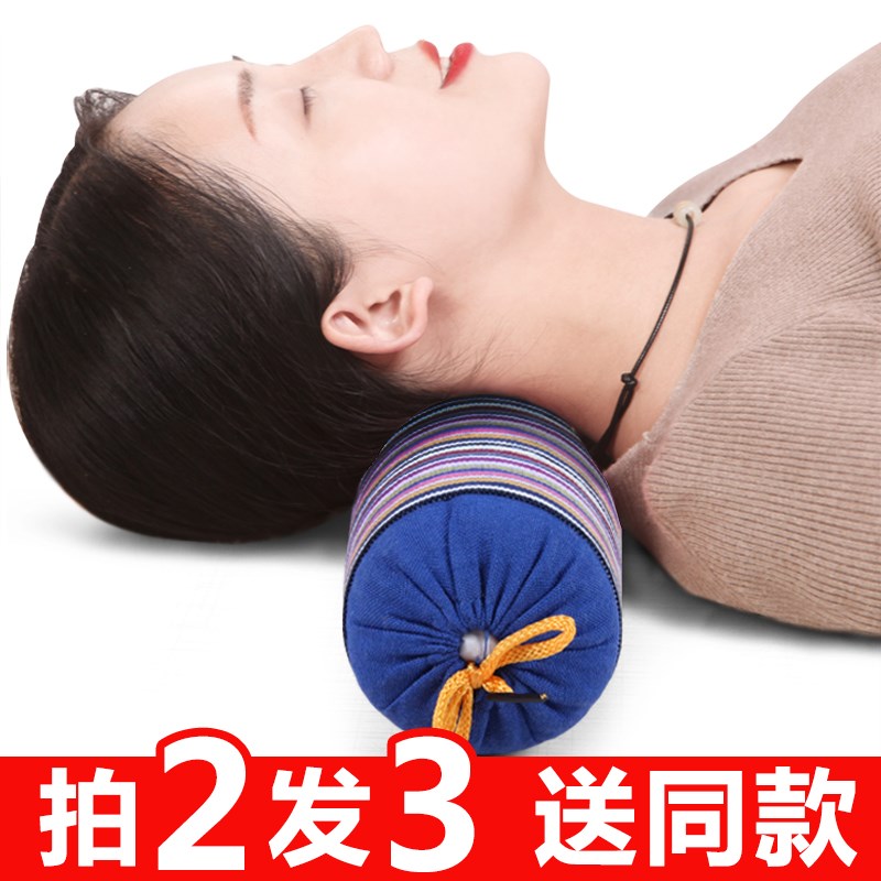 专用病人颈椎枕头糖果圆形护颈脖子荞麦皮荞麦硬便携学生枕睡眠易