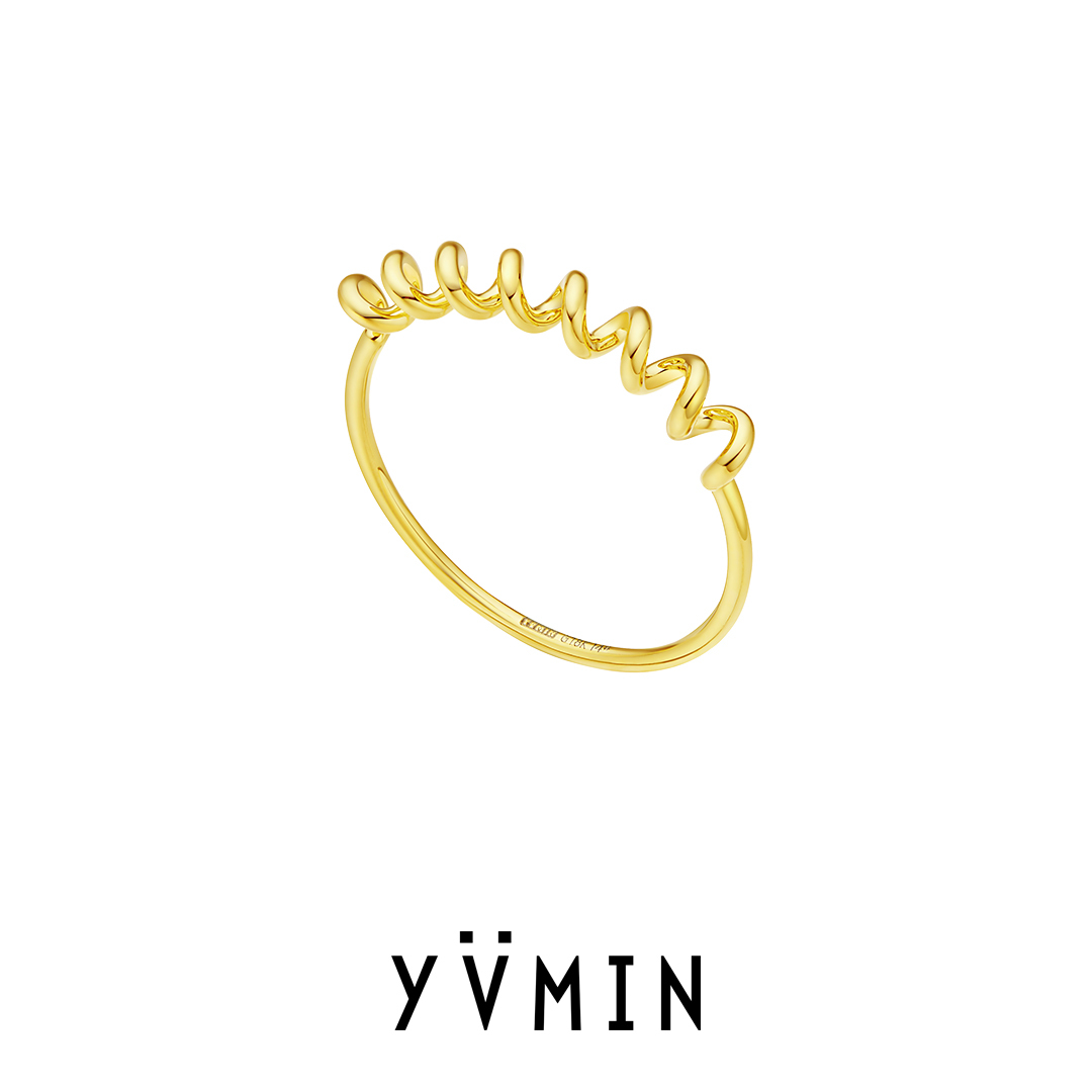 YVMIN尤目 梦神系列你的电话 简约18K黄金戒指设计感原创情侣对戒