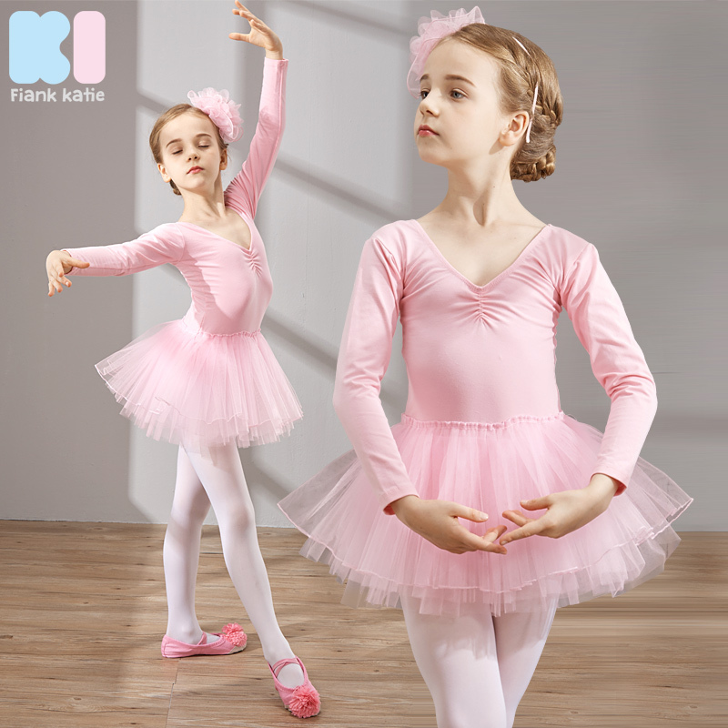 春秋季长袖舞蹈服儿童女童芭蕾舞裙幼儿舞蹈练功服装连体考级服