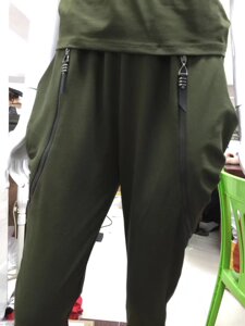 水兵舞蹈服装夏季薄款军绿马裤女大码宽松 span class=h>哈伦裤 /span