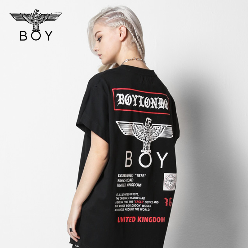 boylondon韩版夏潮牌薄宽松慵懒风帅气男女短蝙蝠袖T恤B82TS1223U