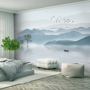 客厅电视背景墙 span class=h>壁纸 /span>现代无缝壁画影视墙布装饰