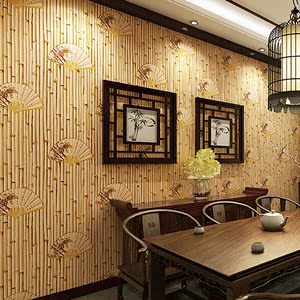 扇子餐厅饭店茶楼书房古典壁纸背景墙装修日式 span class=h>竹子 