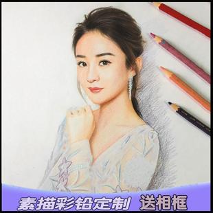 素描画像定制帮人代画画真人照片头像生日手绘画情侣彩铅画素描画