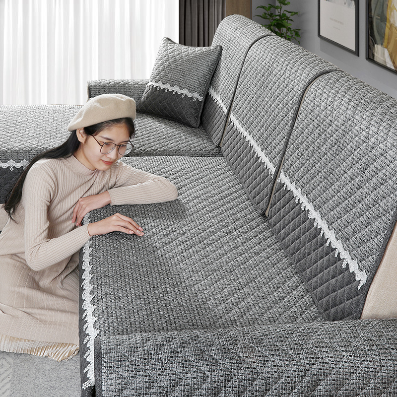 欧式沙发垫布艺四季通用亚麻123组合沙发套全包萬能套罩防滑U型