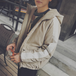 日系冬装新款复古撞色连帽棉衣男士韩版加厚棉服外套宽松保暖棉袄男式棉衣