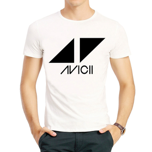 avicii t-shirt 艾维奇 t恤 白色 短袖 t恤 艾维奇 头像标志 t恤