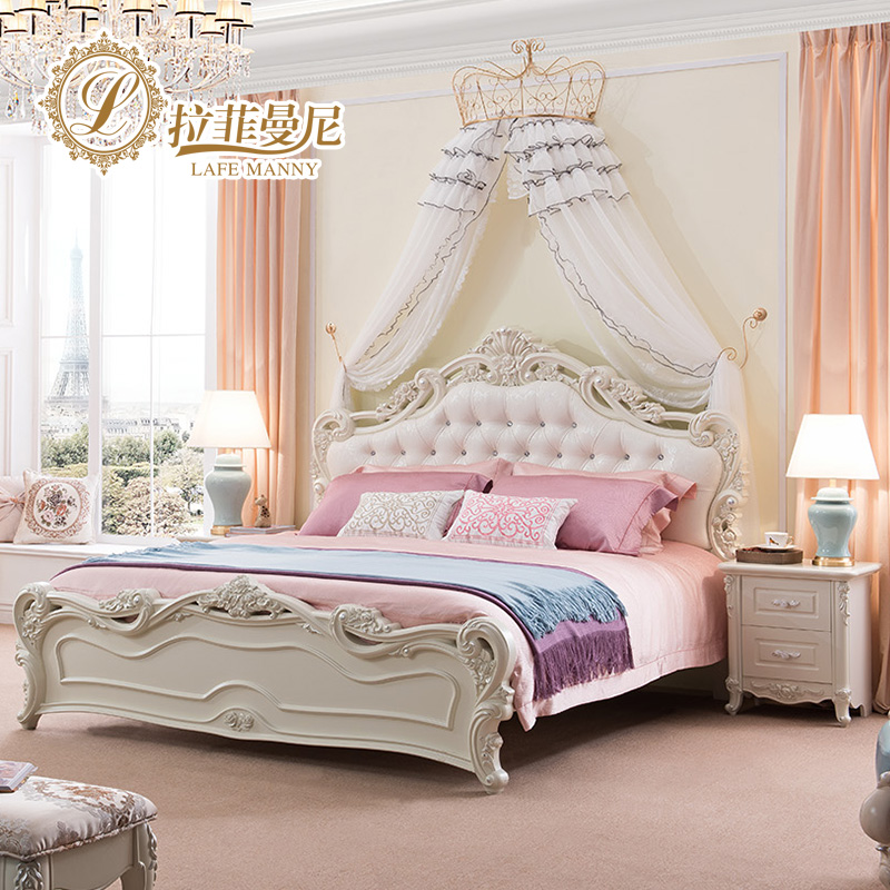 拉菲曼尼婚床1.8米欧式双人床1.5实木公主床主卧法式奢华田园大床