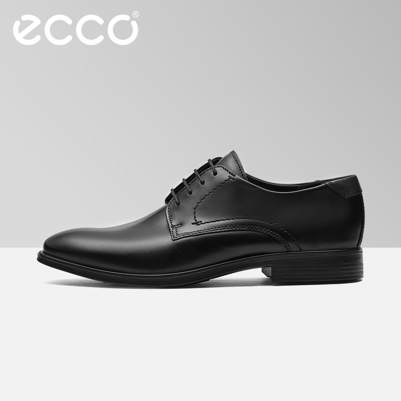 ECCO爱步正装皮鞋男 英伦复古德比鞋男士商务皮鞋低帮 墨本621634